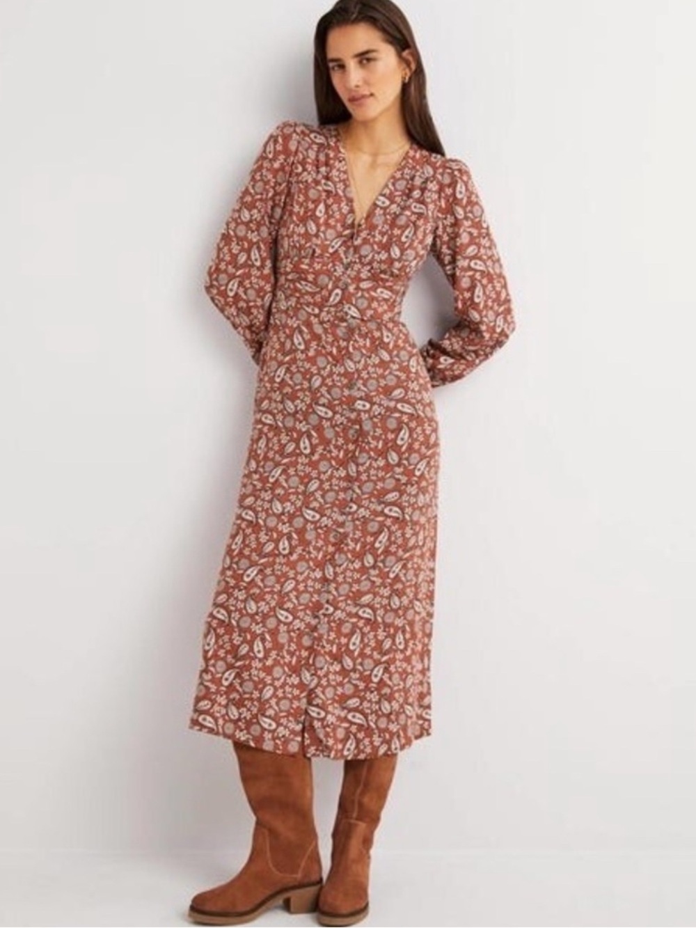 NEW Boden Button-Through Midi Tea Dress 6P